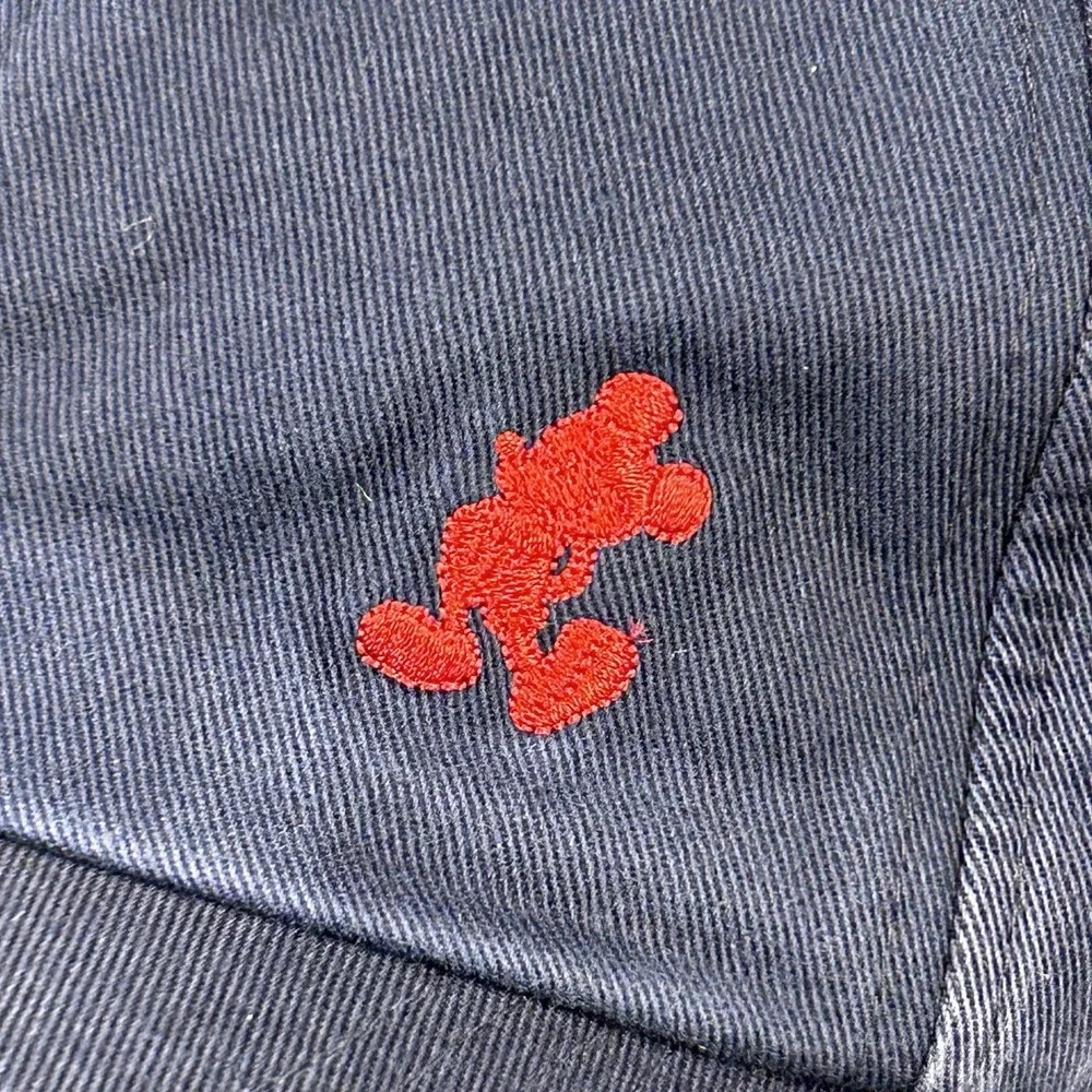 WALT DISNEY WORLD Navy Blue Strap Back Baseball Cap Red Embroidered Mickey Mouse